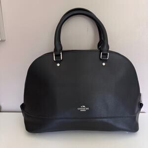 Coach Sierra Dome Satchel Large Black Crossgrain Leather Handbag Purse